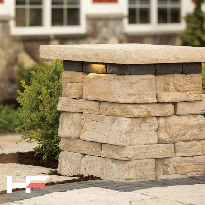 Tan stone column caps